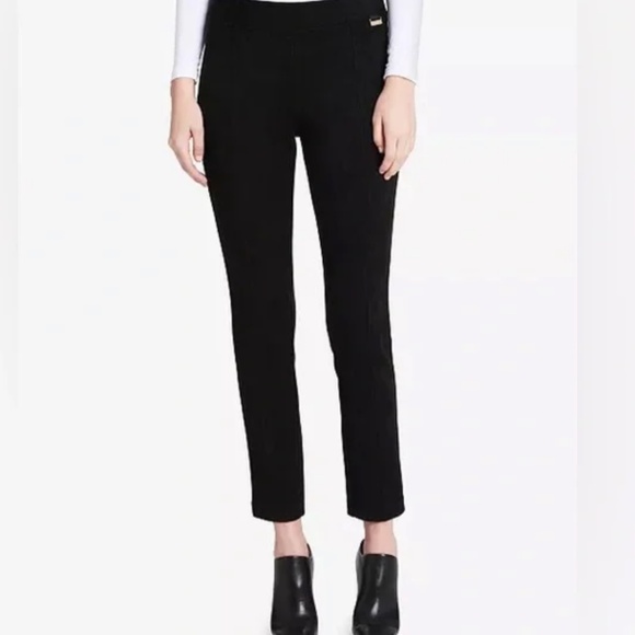 Calvin Klein Black Stretch Faux Suede Leggings - Picture 1 of 6